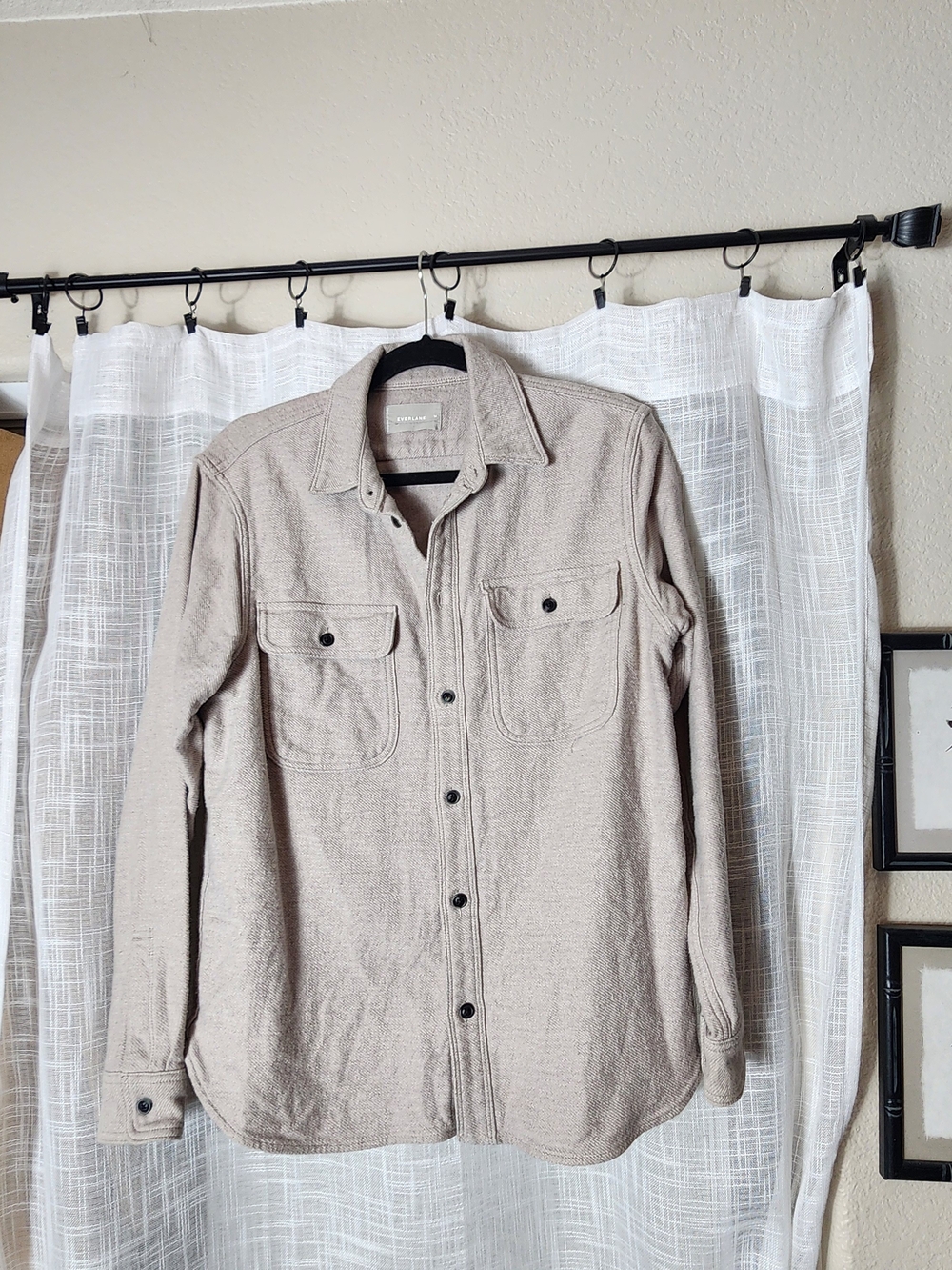 Everlane Neutral Taupe Button-Front Shirt Jacket